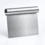 Stainless Bench Scraper with Measuring Edge, shown on a plain studio background