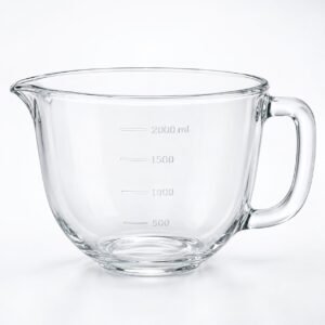 Glass Mixing Bowl with Spout, 2.5 Litre, shown on a plain studio background