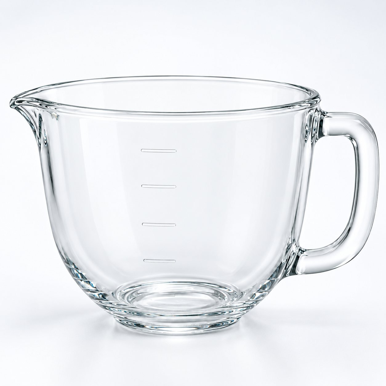 Glass Mixing Bowl with Spout, 2.5 Litre, close up detail of the surface and finish