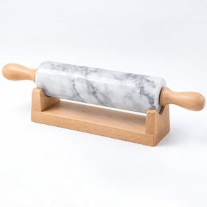 Marble Rolling Pin with Stand, 45 cm, shown on a plain studio background