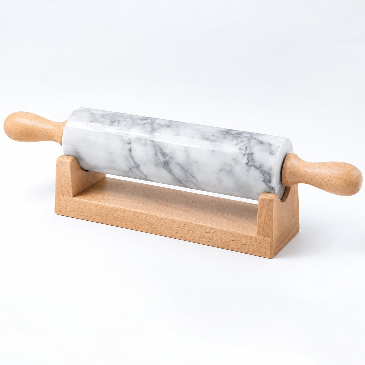 Marble Rolling Pin with Stand, 45 cm, shown on a plain studio background