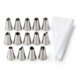 Piping Set, Fourteen Stainless Nozzles with Bag, shown on a plain studio background