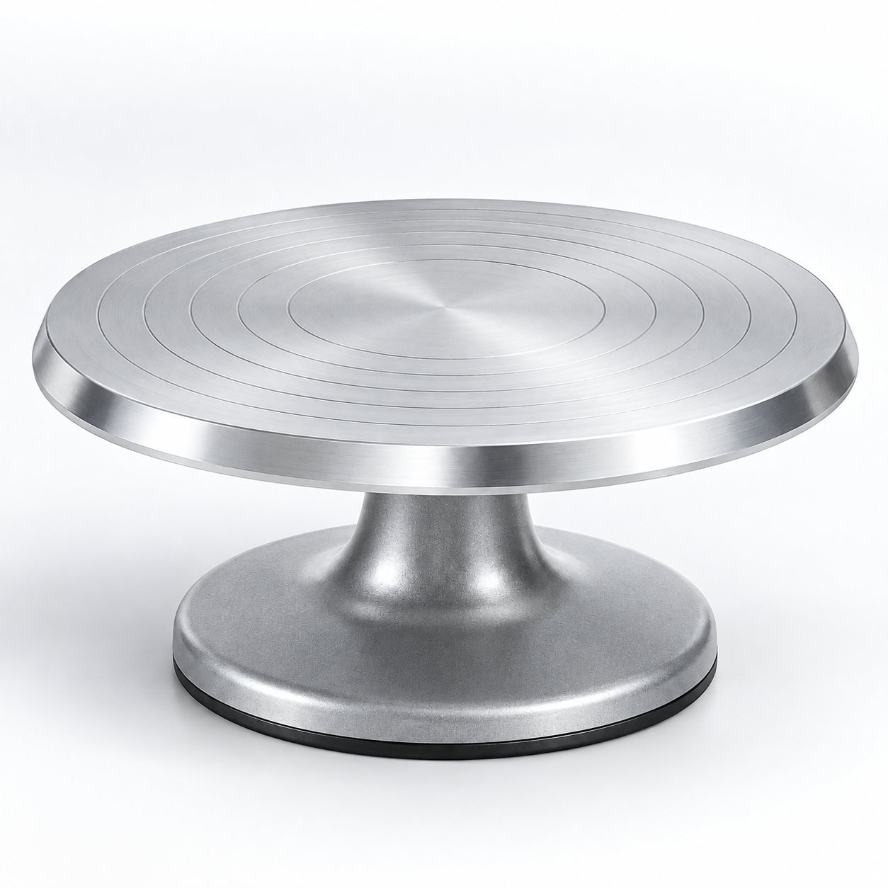 Rotating Cake Turntable, Cast Aluminium, 30 cm, shown from a low three quarter angle