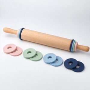 Straight Rolling Pin with Thickness Rings, 44 cm, shown on a plain studio background