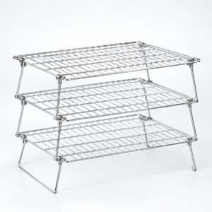 Three Tier Cooling Rack, Folding, shown on a plain studio background
